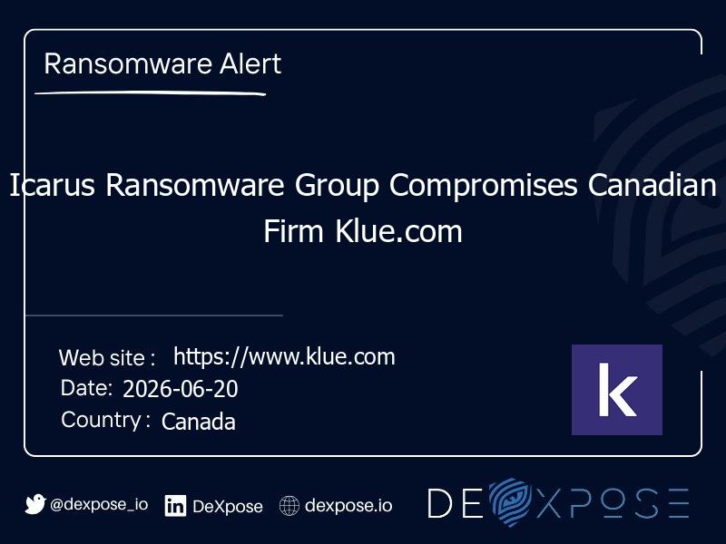 Icarus Ransomware Group Compromises Canadian Firm Klue.com