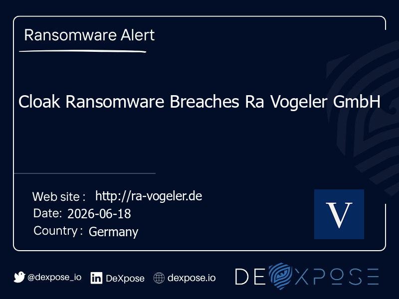 Cloak Ransomware Breaches Ra Vogeler GmbH