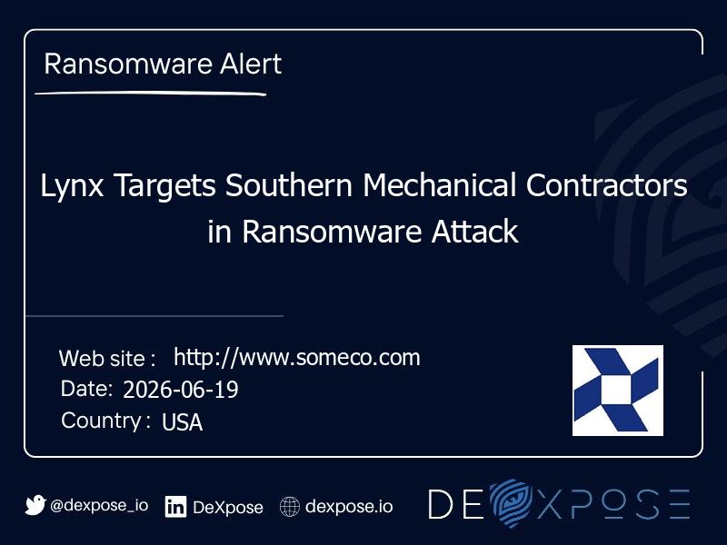 Lynx Targets Southern Mechanical Contractors in Ransomware Attack