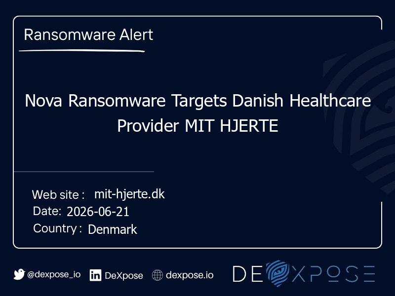Nova Ransomware Targets Danish Healthcare Provider MIT HJERTE