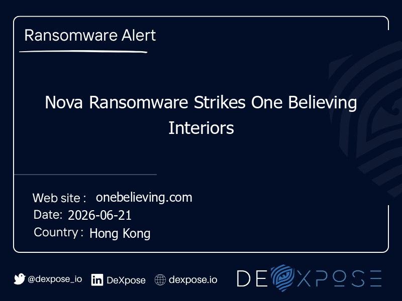 Nova Ransomware Strikes One Believing Interiors