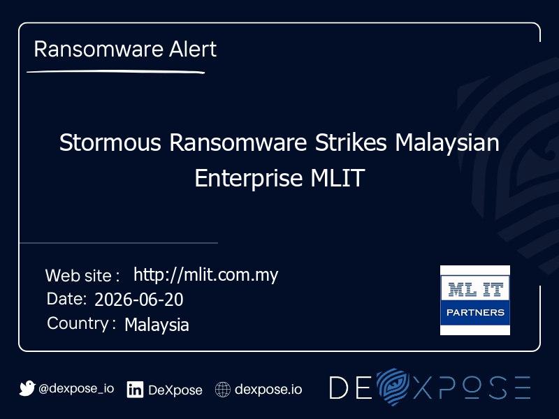 Stormous Ransomware Strikes Malaysian Enterprise MLIT