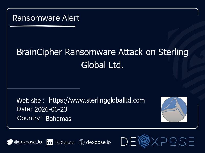 BrainCipher Ransomware Attack on Sterling Global Ltd.
