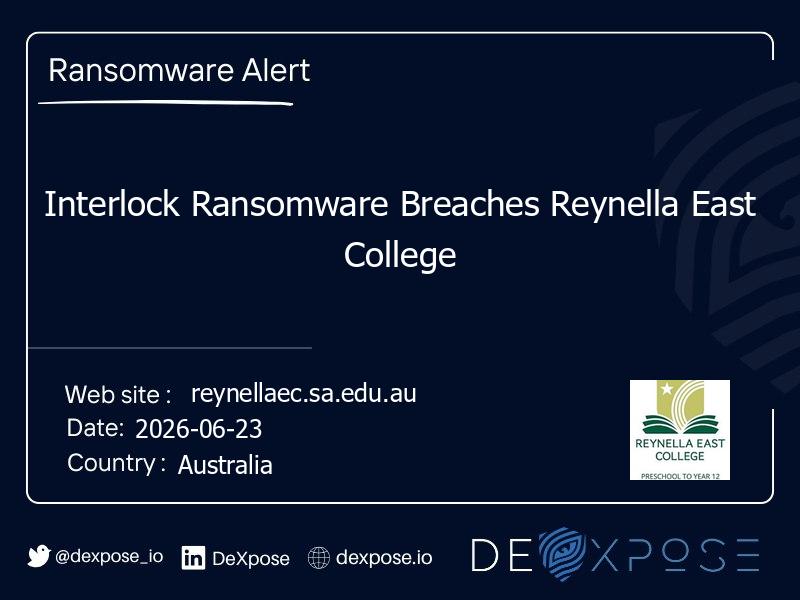 Interlock Ransomware Breaches Reynella East College