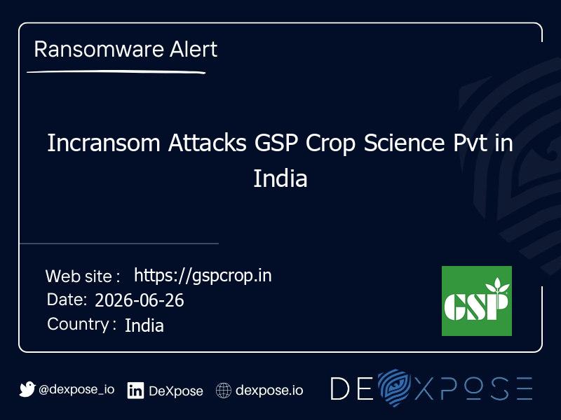 Incransom Attacks GSP Crop Science Pvt in India