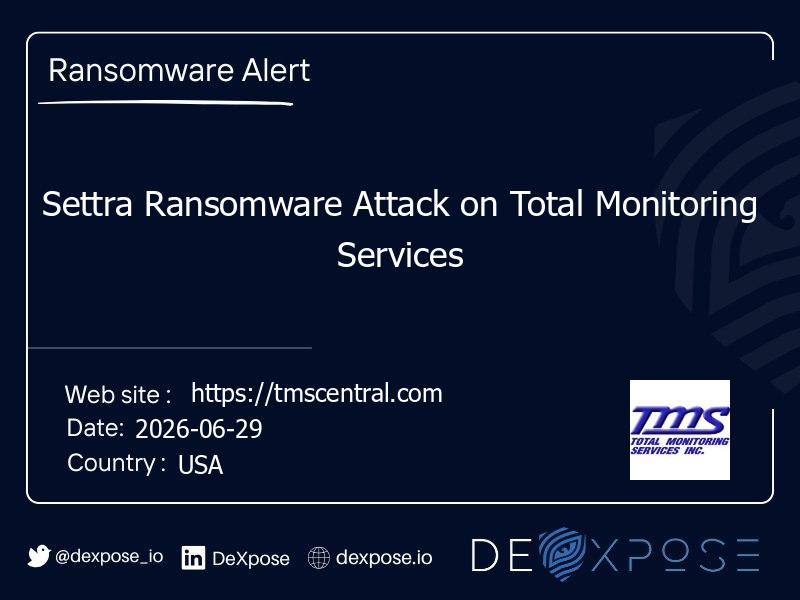 Settra Ransomware Attack on Total Monitoring Services