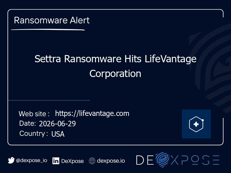 Settra Ransomware Hits LifeVantage Corporation