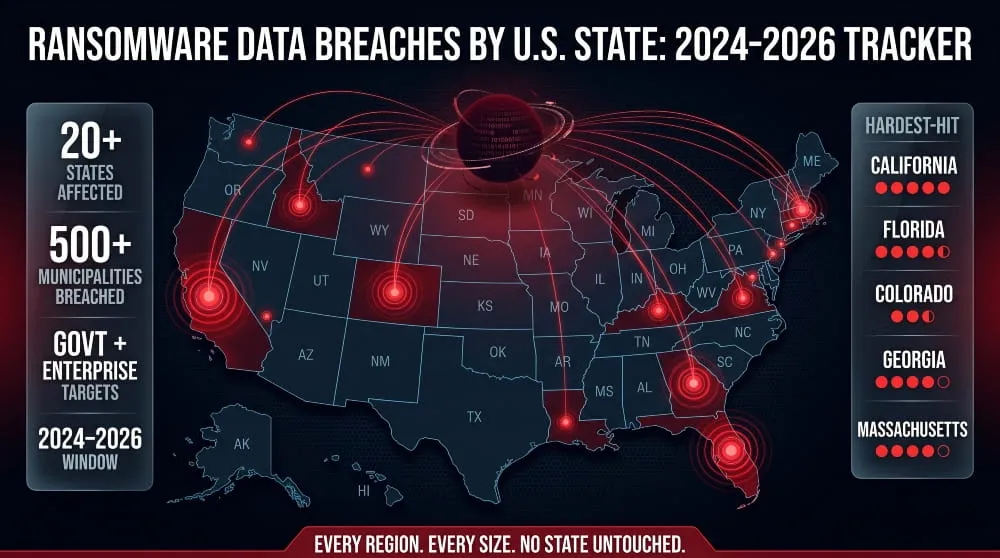 Ransomware Data Breaches by U.S. State