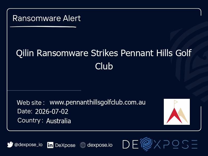 Qilin Ransomware Strikes Pennant Hills Golf Club