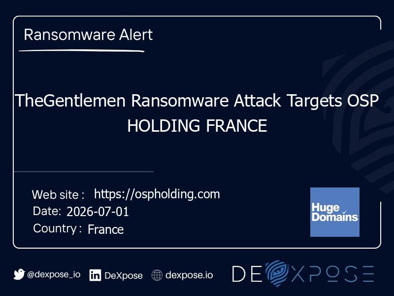 TheGentlemen Ransomware Attack Targets OSP HOLDING FRANCE
