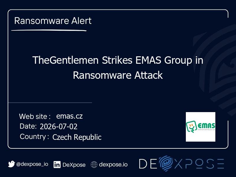 TheGentlemen Strikes EMAS Group in Ransomware Attack