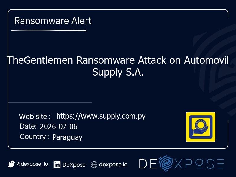 TheGentlemen Ransomware Attack on Automovil Supply S.A.