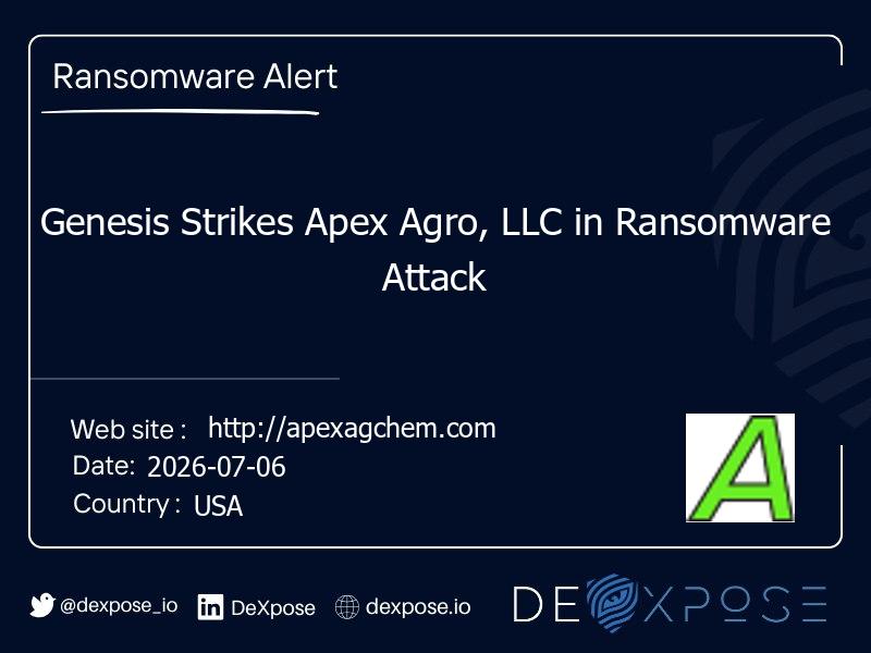 Genesis Strikes Apex Agro, LLC in Ransomware Attack