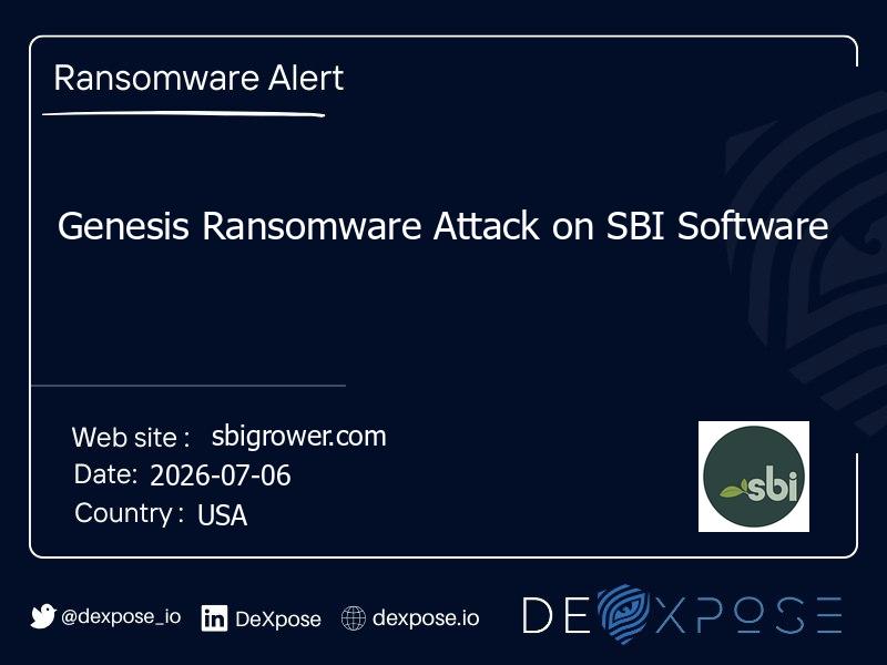 Genesis Ransomware Attack on SBI Software