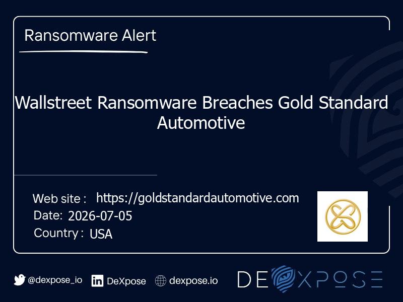 Wallstreet Ransomware Breaches Gold Standard Automotive