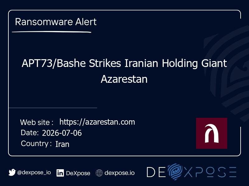 APT73/Bashe Strikes Iranian Holding Giant Azarestan