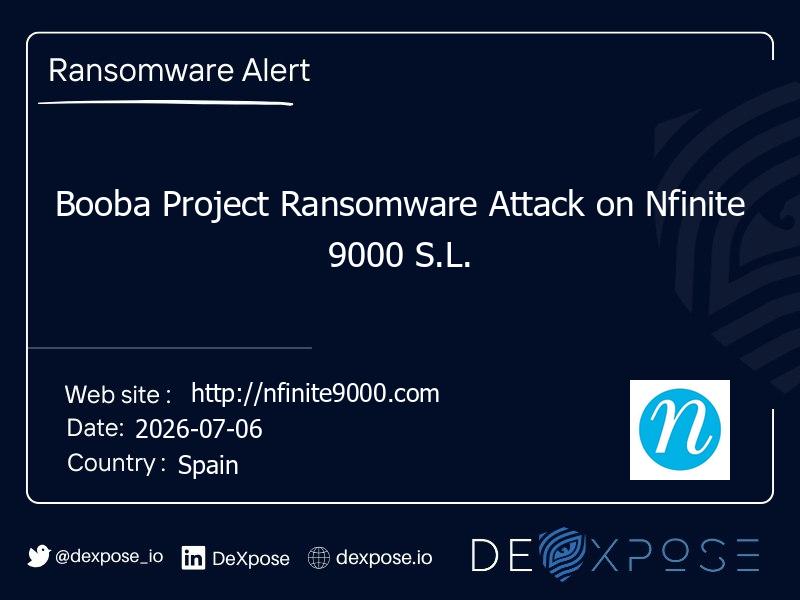 Booba Project Ransomware Attack on Nfinite 9000 S.L.