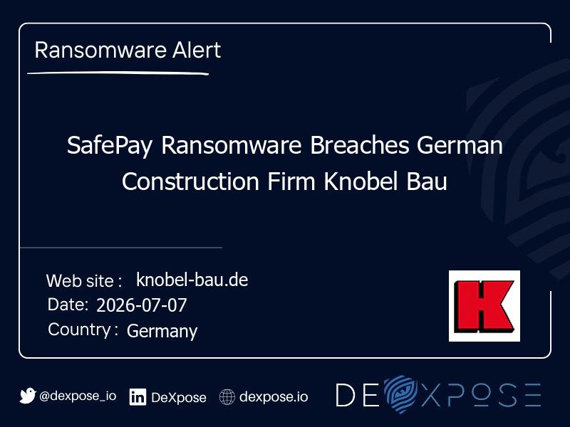SafePay Ransomware Breaches German Construction Firm Knobel Bau