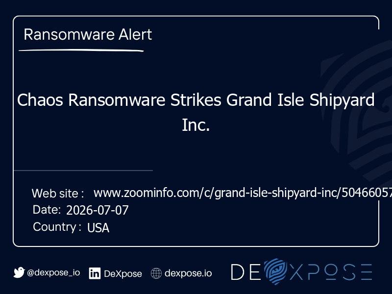 Chaos Ransomware Strikes Grand Isle Shipyard Inc.