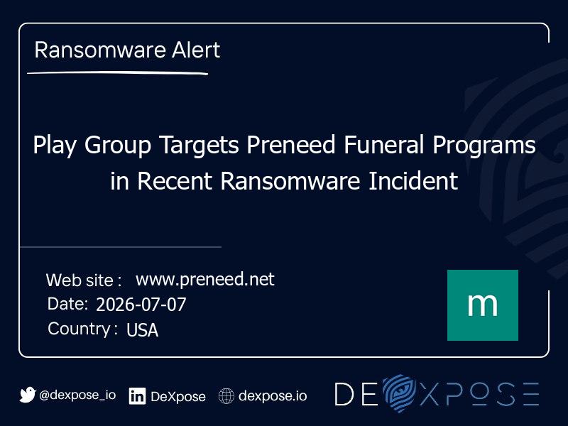 Play Group Targets Preneed Funeral Programs in Recent Ransomware Incident