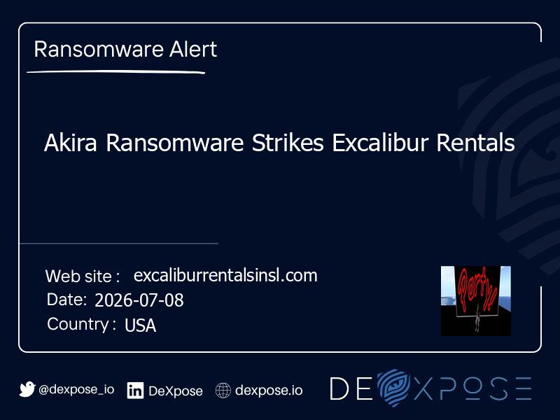 Akira Ransomware Strikes Excalibur Rentals