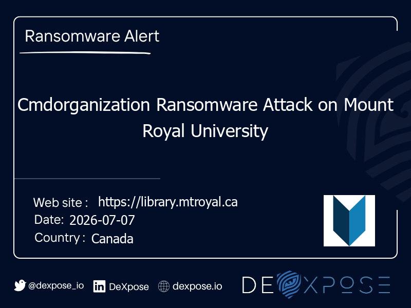 Cmdorganization Ransomware Attack on Mount Royal University