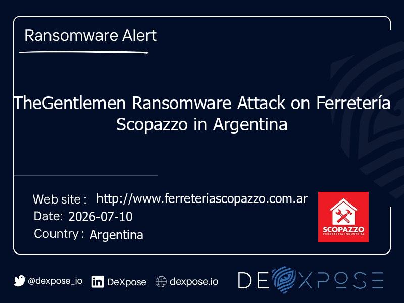TheGentlemen Ransomware Attack on Ferretería Scopazzo in Argentina