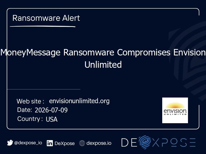 MoneyMessage Ransomware Compromises Envision Unlimited