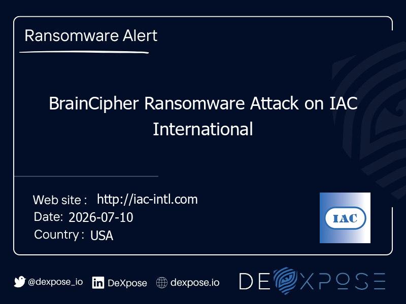 BrainCipher Ransomware Attack on IAC International