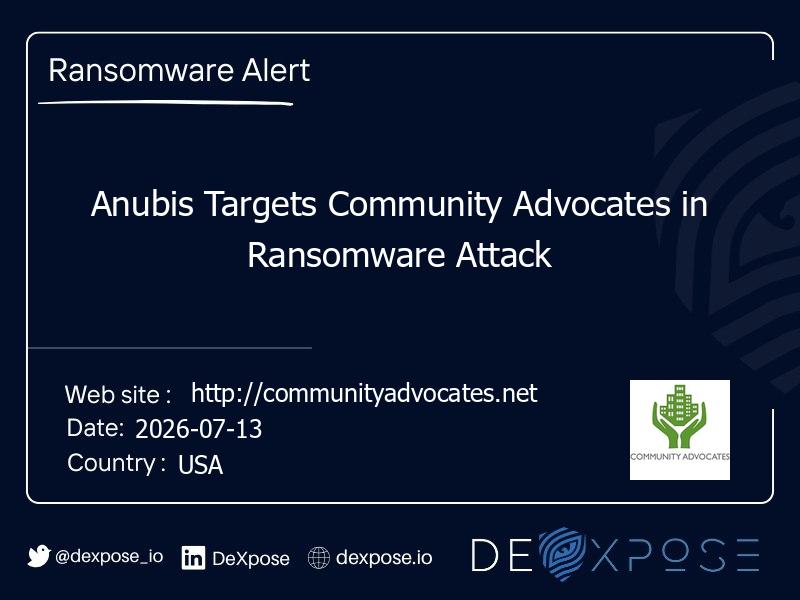Anubis Targets Community Advocates in Ransomware Attack