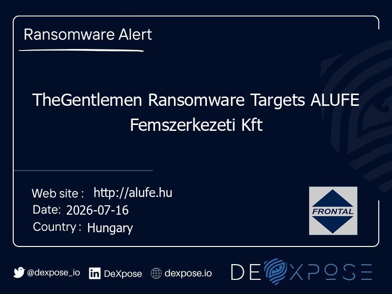 TheGentlemen Ransomware Targets ALUFE Femszerkezeti Kft