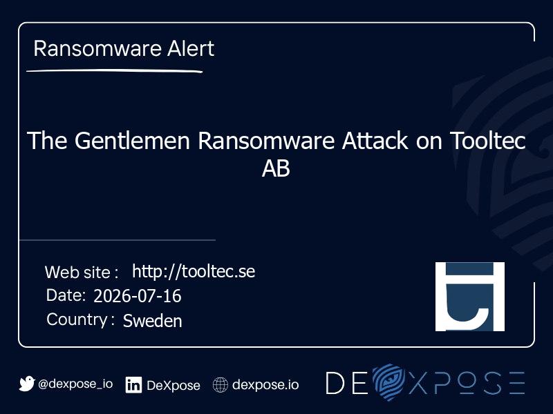 The Gentlemen Ransomware Attack on Tooltec AB