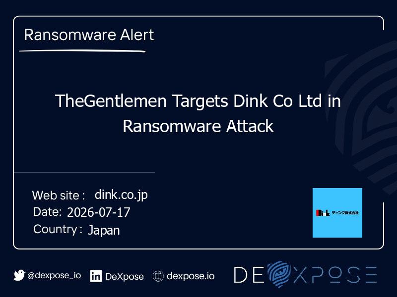 TheGentlemen Targets Dink Co Ltd in Ransomware Attack