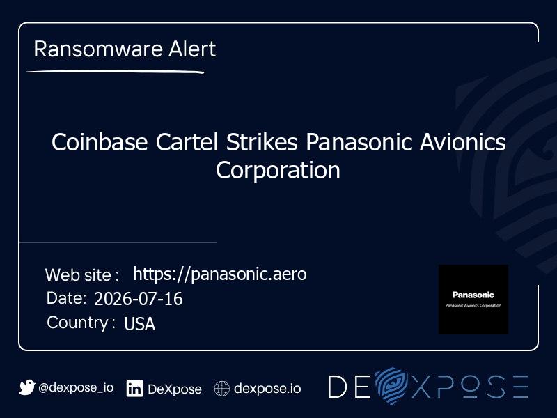 Coinbase Cartel Strikes Panasonic Avionics Corporation