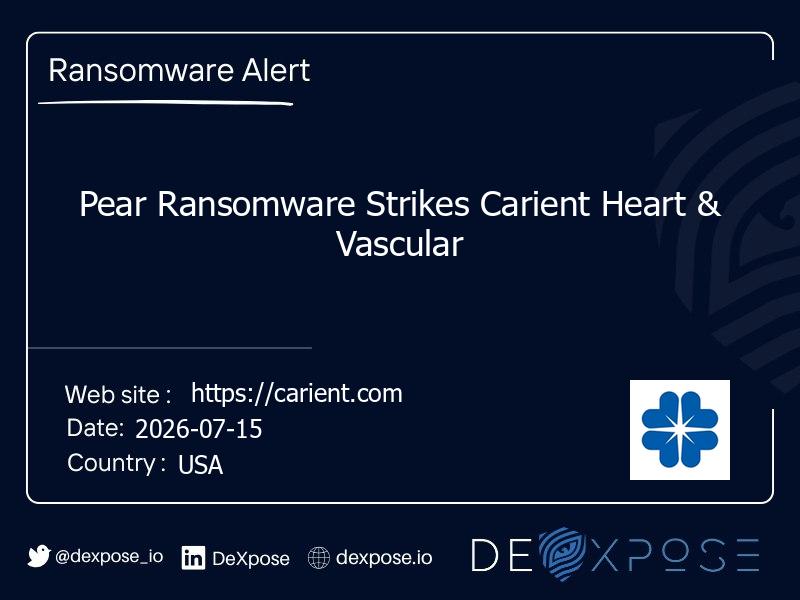 Pear Ransomware Strikes Carient Heart & Vascular