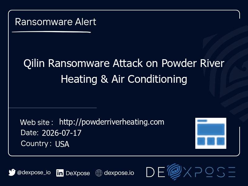 Qilin Ransomware Attack on Powder River Heating & Air Conditioning
