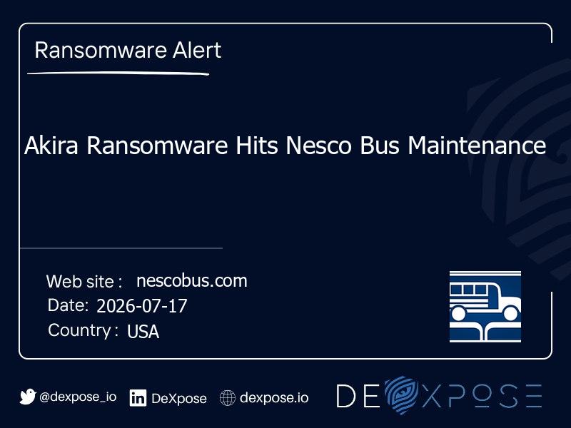 Akira Ransomware Hits Nesco Bus Maintenance