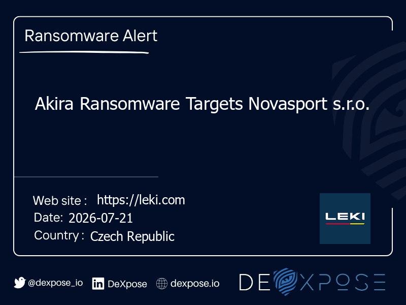Akira Ransomware Targets Novasport s.r.o.