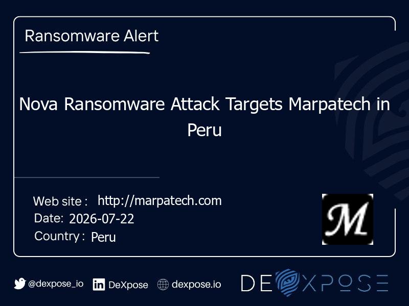 Nova Ransomware Attack Targets Marpatech in Peru