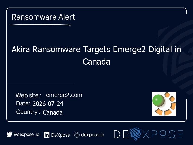 Akira Ransomware Targets Emerge2 Digital in Canada