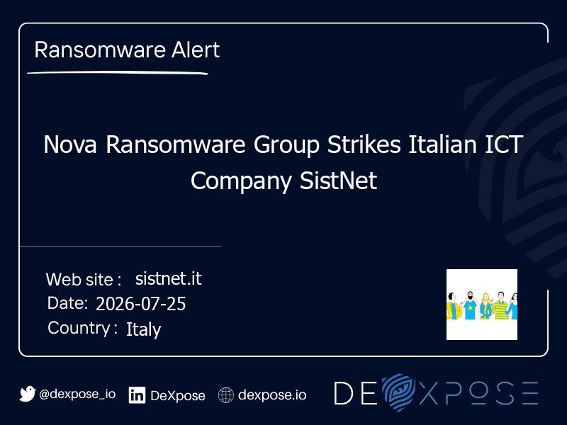Nova Ransomware Group Strikes Italian ICT Company SistNet