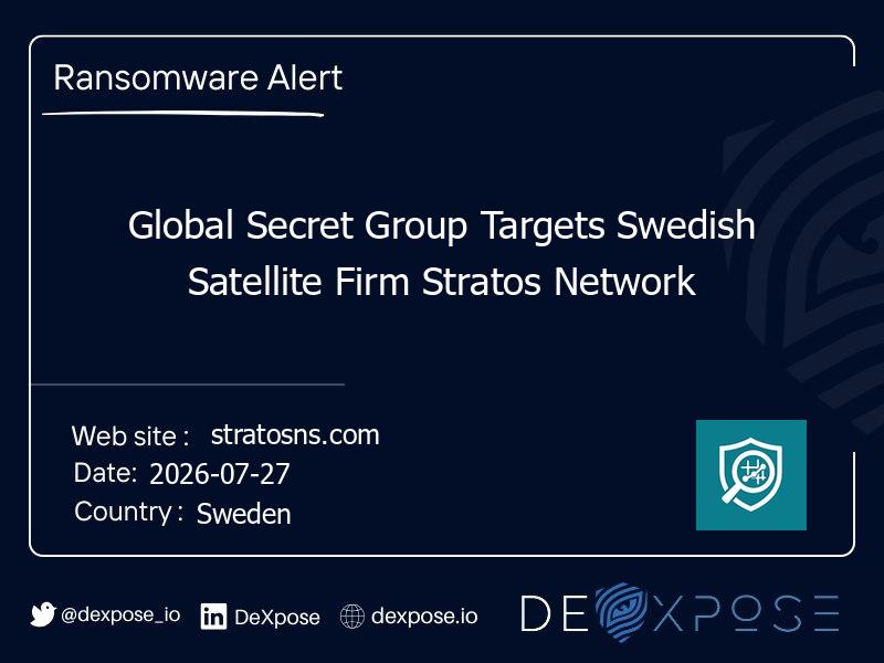 Global Secret Group Targets Swedish Satellite Firm Stratos Network