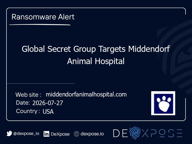 Global Secret Group Targets Middendorf Animal Hospital
