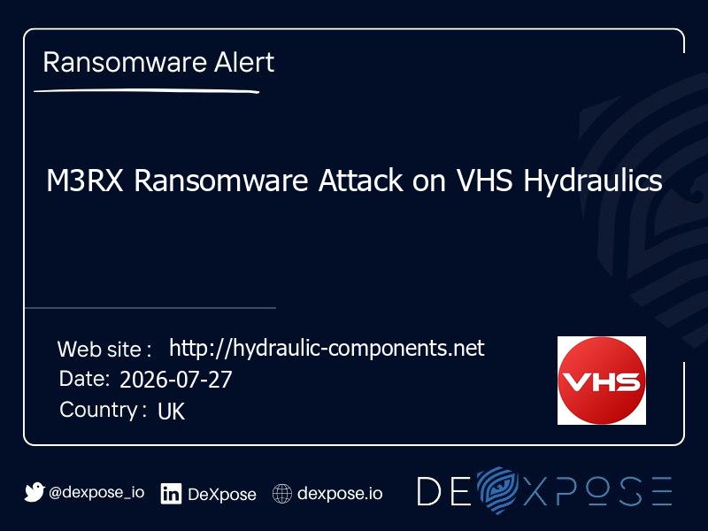 M3RX Ransomware Attack on VHS Hydraulics