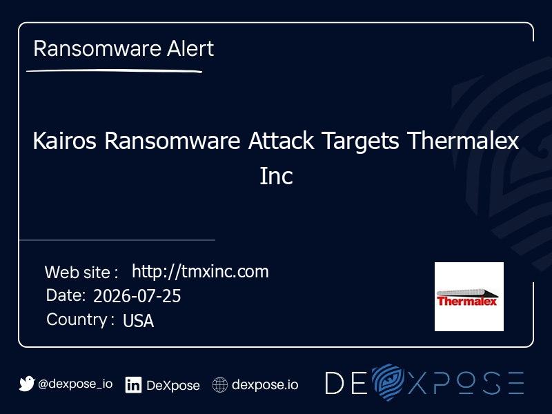 Kairos Ransomware Attack Targets Thermalex Inc
