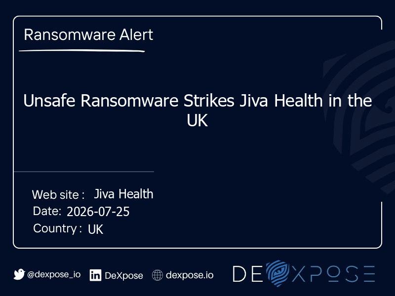 Unsafe Ransomware Strikes Jiva Health in the UK