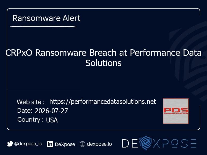 CRPxO Ransomware Breach at Performance Data Solutions