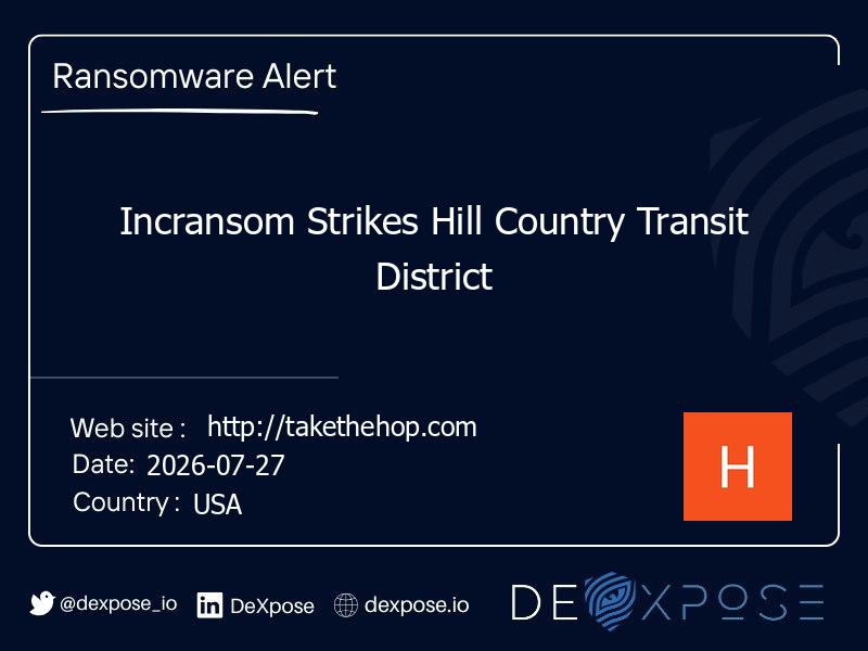 Incransom Strikes Hill Country Transit District
