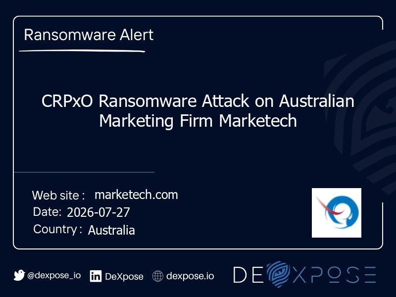 CRPxO Ransomware Attack on Australian Marketing Firm Marketech