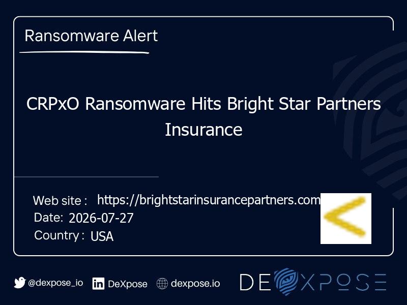 CRPxO Ransomware Hits Bright Star Partners Insurance